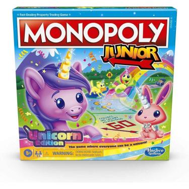 Imagem de Monopoly Junior: Unicorn Edition Board Game para 2-4 Jogadores, Jogo indoor com tema mágico para crianças de 5 anos ou mais (Exclusivo da Amazon)