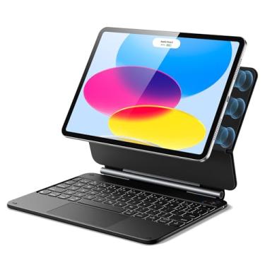 Imagem de ESR Capa para iPad 11ª (A16, 2025)/10ª geração com teclado, teclado mágico para iPad de 10,9 polegadas, capa com suporte cantilever flutuante, teclas retroiluminadas elásticas, trackpad multitoque
