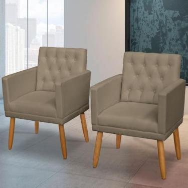 Imagem de Kit 2 Poltronas para Manicure Cadeira Decorativa Estofada Resistente Escritório Recepção MOBLAN decor (CAPPUCCINO)