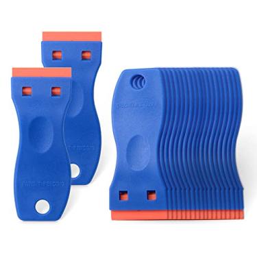 Imagem de FOSHIO Ferramenta raspadora de lâmina de barbear de plástico azul 20 peças para removedor de vedação, removedor de adesivos, adesivos e removedor de adesivo para janelas e vidro