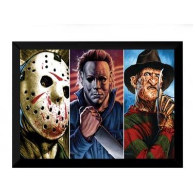 Imagem de Quadro Decorativo Cinema Terror Jason Fred Leterface 42x29cm - Fanarte