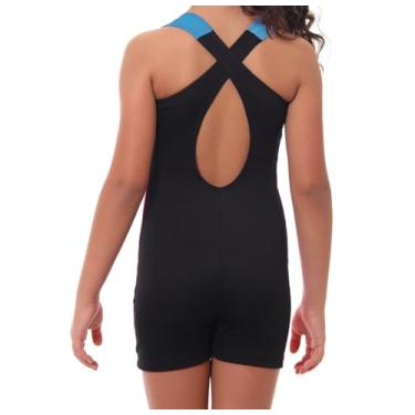 Imagem de Maiô Perninha Natação Infantil Juvenil Proteçao Uv Piscina (Preto/Turquesa, 06)