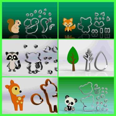 Imagem de Cortador Kit Animais Bosque Encantado 6 Modelos Tamanho 5 Cm
