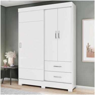 Imagem de Guarda Roupa Solteiro 03 Portas 02 Gavetas Corba Briz Branco/branco E Rosa Chá Ii