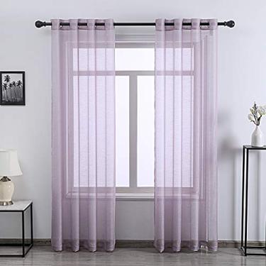 Imagem de DONREN Cortinas de janela semitransparentes 132 cm L x 213 cm C lilás/roxo