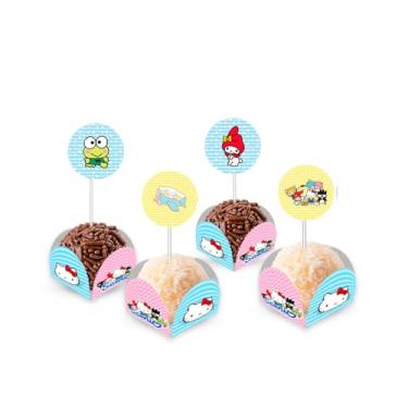 Imagem de Kit 80 Forminhas para doces com Toppers Decorativos San Rio Aniversário