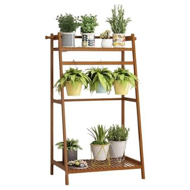 Imagem de Prateleira suspensa para plantas internas e externas, suporte de flores de madeira, 2 camadas, prateleiras criativas modernas