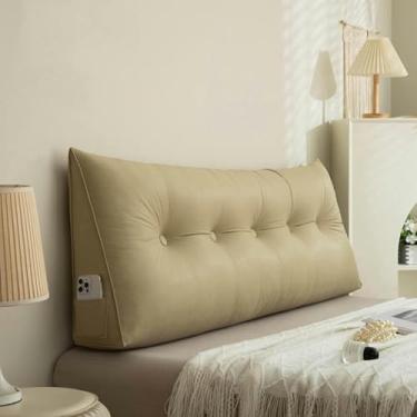 Imagem de Almofadas de cabeceira triangulares grandes, almofada de cunha, almofada de leitura, almofada de cabeceira de cor sólida, tecnologia limpável, capa de pano para descanso de cama