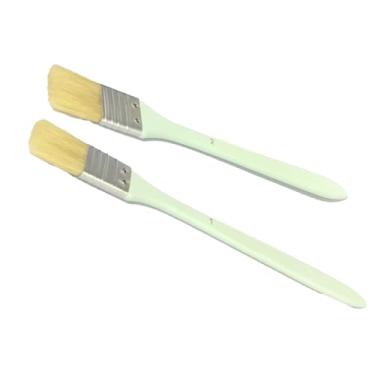 Imagem de Pincel para aplicação de tintas, vernizes, cabo turquesa fosco, cabelo branco sintético macio