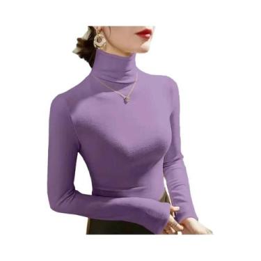 Imagem de Camiseta Feminina De Fleece Com Gola Alta E Manga Longa, Pullover Quen