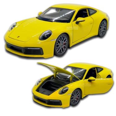 Imagem de Miniatura Porsche 911 Carrera 4s Welly 1/24, abertura de todas as portas, em metal, 18,5 CM de comprimento, Carrinho de ferro (Amarelo)