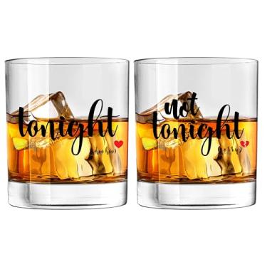 Imagem de Mancheng-zi Tonight Not Tonight Copos engraçados de uísque para casais de 293 ml, despedida de solteira, lembrancinhas de chá de noiva, copos de pedras para uísque, coquetel, licor de bourbon escocês