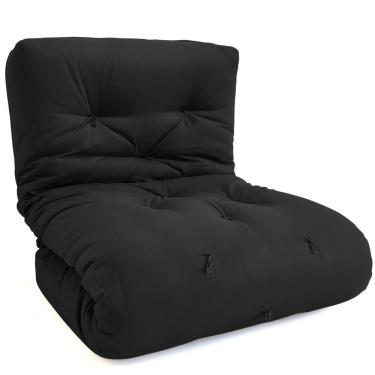 Imagem de Futon Solteiro Dobrável Oriental Confort Plus Preto Acquablock