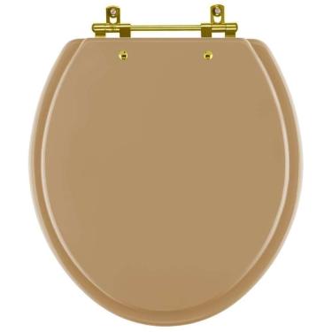 Imagem de Assento Sanitário Convencional Oval Bege Castor Para Vaso Deca Com Ferragem Dourada