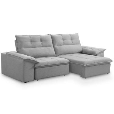 Imagem de Sofá Retrátil Reclinável 3 Lugares Sala De Estar 245cm Camões F04 Linho Cinza - Lyam Decor