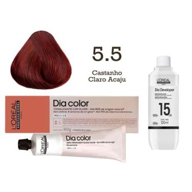 Imagem de Tonalizante Dia Color 5.5 Castanho Claro Acaju + Emulsão Reveladora 15