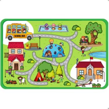 Imagem de Pista Tapete Infantil em Lona Interativa Cidade para Carrinhos 100x65cm Resistente Antiderrapante Educativo