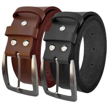 Imagem de Kit 2 Cintos Masculino Largo 40mm Social de Couro, Elegante - Morais C