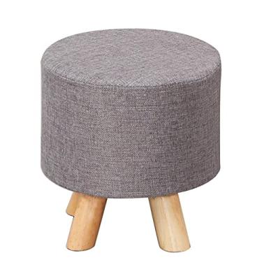 Imagem de Banqueta dobrável, banquinho para pés com perna banco de linho para troca de sapatos banquinho pequeno banco de descanso bancos redondos para sala de estar, pufes para quarto, cáqui - 28 x 28 cm