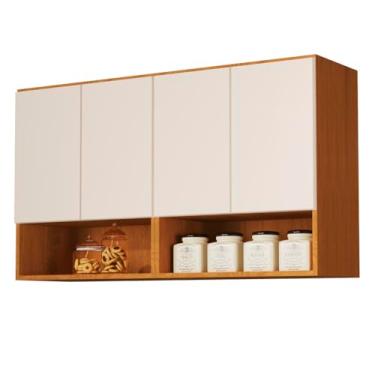 Imagem de Armario para Cozinha Aéreo Organizador Multiuso Quarto Sala Bela 4 Portas(Nature/Off White)