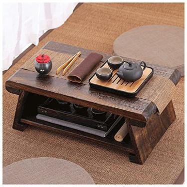Imagem de Mesa de chá e meditação mesa de centro dobrável de madeira maciça mesa baixa portátil multifuncional mesa de chá de chão (castanho 50 x 30 x 20 cm)