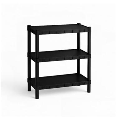 Imagem de Estante modular de plástico com prateleiras, adequada para cozinhas e quartos (3 Prateleiras)