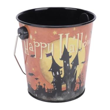 Imagem de Generic Balde de Doces Assustador, Balde de Ferro para Truques ou Travessuras de Halloween para Decoração de Festa Infantil, Com Alça para Armazenamento de Pipoca de Doces, 10,5x10cm
