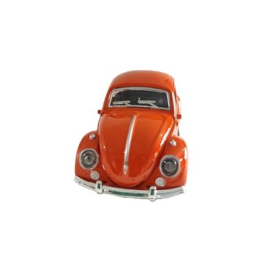 Imagem de Miniatura de Carro Colecionável Fusquinha, Carrinho de Ferro com Portas que Abrem, Escala 1:32, 12cm, com Sistema de Fricção (Laranja)