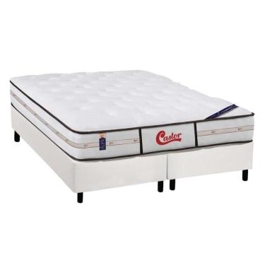 Imagem de Cama Box King: Colchão Molas Ensacadas Castor Gold Star Vitagel Class + Base Crc Courano White (193x203)