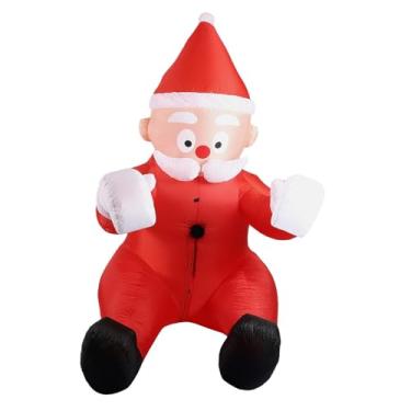 Imagem de MotiveTech Papai Noel inflável de Natal escalando com sacola de presentes - Decoração divertida para jardim, pátio e festas natalinas.