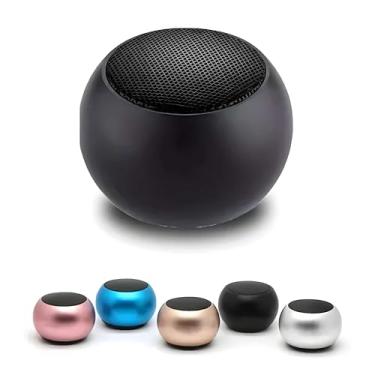 Imagem de Mini Caixa de Som Bluetooth Portátil Redonda Sem Fio Com Microfone Integrado – Recarregável via Cabo USB, Pequena e Potente Para PC, Notebook, TV, Tablets, Celular e Computador - Preto