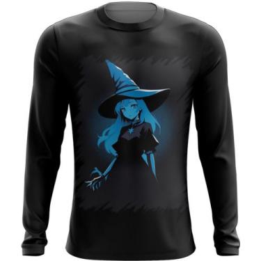 Imagem de Camiseta Manga Longa Bruxa Halloween Azul Festa 4 - Kasubeck Store®, B