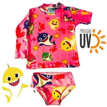 Imagem de Biquini Infantil + Blusa Proteção Solar Infantil Uv50 Tubarão - ANJO D