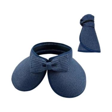 Imagem de Chapéu De Palha Feminino Dobrável De Aba Larga Com Laço Para Praia E P