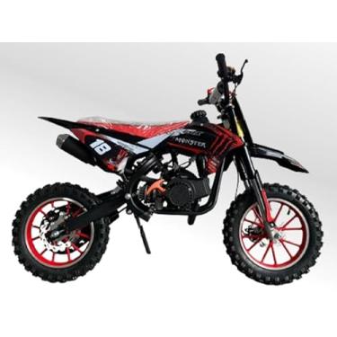Imagem de Mini Moto Cross Trilha 49cc Monster Vermelha Gasolina com Óleo 2 Tempos