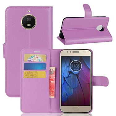 Imagem de Capa para Moto G5S Plus, carteira flip de couro PU premium com compartimento para cartão, suporte e fecho magnético [capa interna de TPU à prova de choque] Compatível com Moto G5S PLUS
