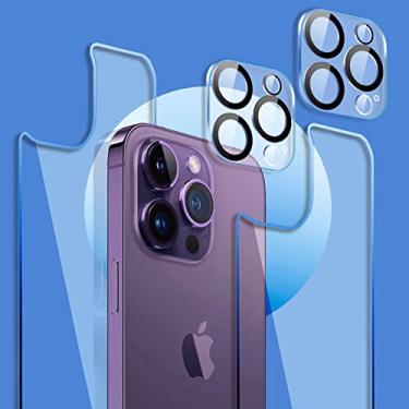Imagem de Malphiace Protetor de tela traseira para iPhone 14 Pro e protetor de lente de câmera (2 + 2 unidades), protetor traseiro de vidro temperado para iPhone 14 Pro [nova versão] (6,1 polegadas)