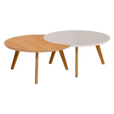 Imagem de Kit Mesa de Centro Luna Off White Nature - Imcal