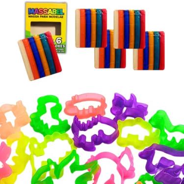Imagem de 100 Cortador Forminha Molde + 20 Massinha de Modelar 6 cores Lembrancinha de Aniversario Prenda Infantil Oferta