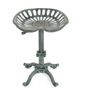 Imagem de Sungmor Bancos de bar rústicos de ferro fundido, cadeira de bar de metal para casa de fazenda industrial, banco de bar giratório ajustável para cozinha, banqueta de churrasco ao ar livre, 66 a 86 cm