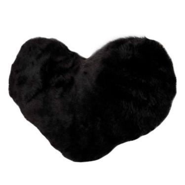Imagem de Almofada De Coração Pelúcia Pelo Curto Preto Para Decoração - Novadeco