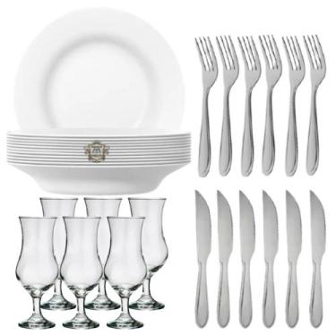 Imagem de Aparelho De Jantar Luxo Com Taça 350ML 24 Peças Talheres Em Inox Utens