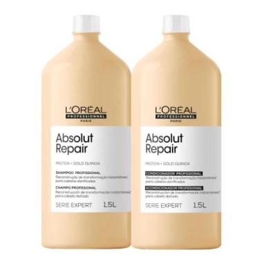 Imagem de Kit loreal absolut repair gold shampoo 1500ml+condicionador 1500ml