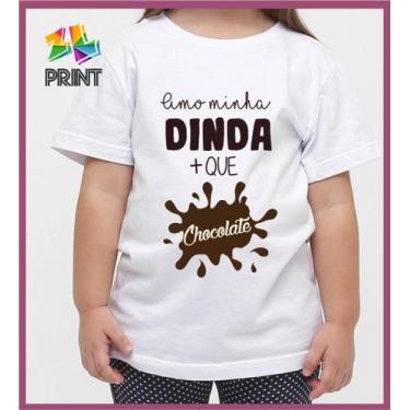 Imagem de Camiseta Infantil Amo Minha Dinda + que Chocolate  - DINDA Zlprint , 4