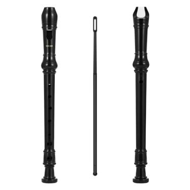 Imagem de Instrumento de gravação soprano, flauta alemã com 8 furos, gravador para iniciantes e estudantes (preto)