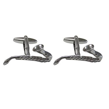 Imagem de Abotoaduras de instrumento saxofone em tom de prata Kiola Designs