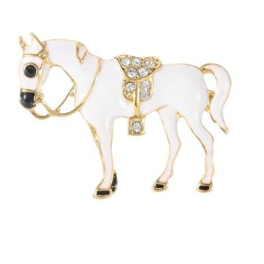 Imagem de Dreuyet Broche de cavalo Kentucky Derby terno de corrida de cavalos broche de lapela para mulheres homens strass ouro antigo cavalo animal broche esmalte Kentucky roupas roupas acessórios joias,