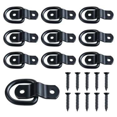 Imagem de LEONTOOL Anéis D Ganchos de Âncoras de Amarração 10 peças 1/10.2 cm Heavy Duty Tie Down Anéis D Preto Anilhas de Amarração Âncoras de Trailer para Trailer Caminhão Suporte de Cama Pickup RV Barco