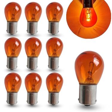 Imagem de YYTQP 10 peças de carro PY21W S25 12V21W BAU15S lâmpada, lâmpada de freio, substituição de lâmpada de seta, lâmpada miniatura, mini lâmpada traseira, substituição para carros, caminhões, SUVs e