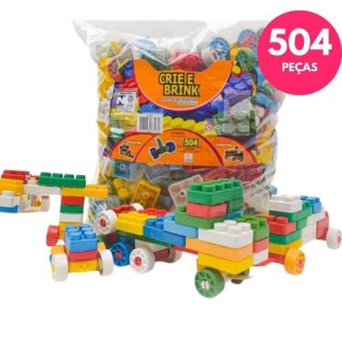 Imagem de Blocos De Montar Infantil Educativo 504 Peças Grandes - Crie E Brink -